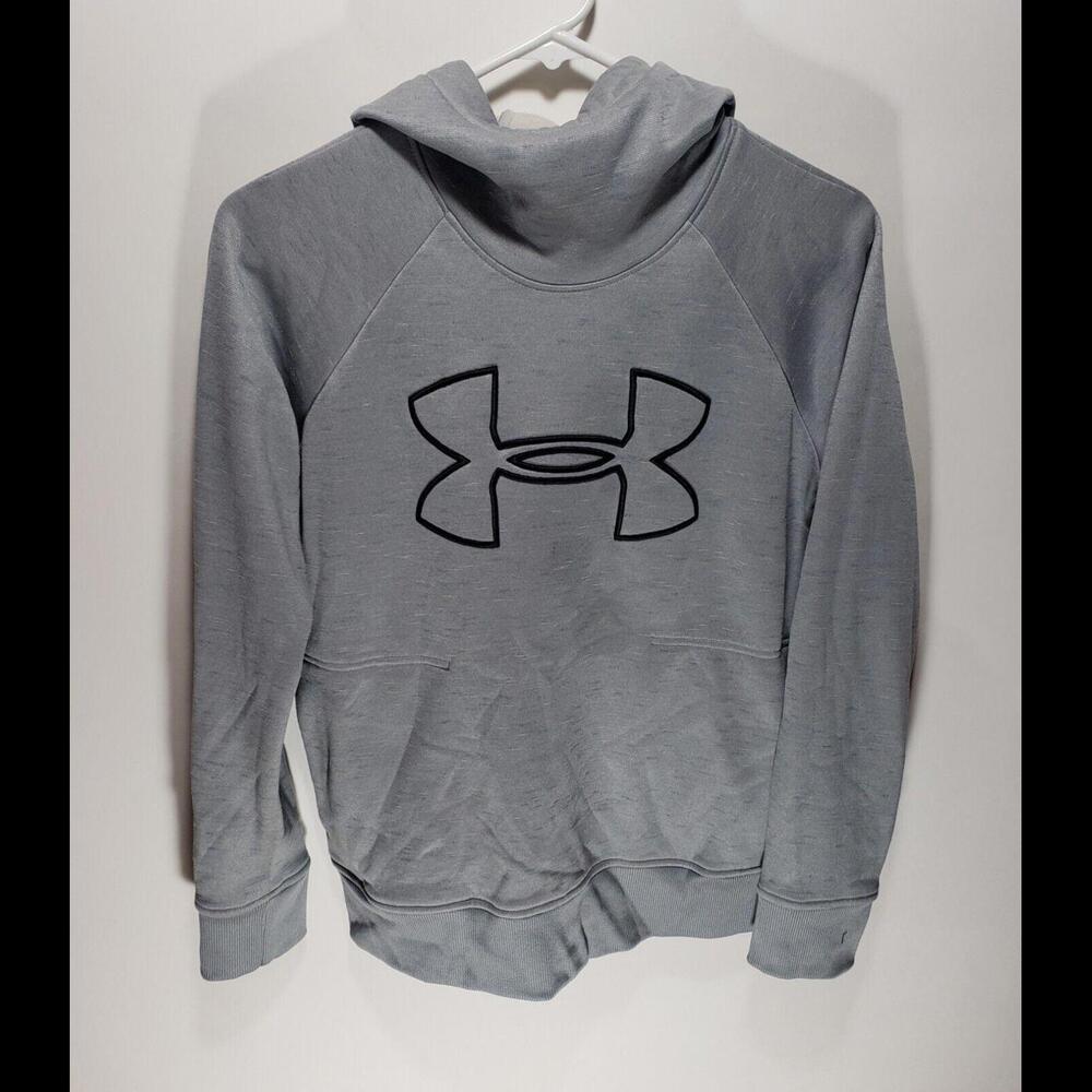 Mens Under Armour Gray‎ Cold Gear Loose Long Sleeve Pullover Hoodie Sweater Sz S